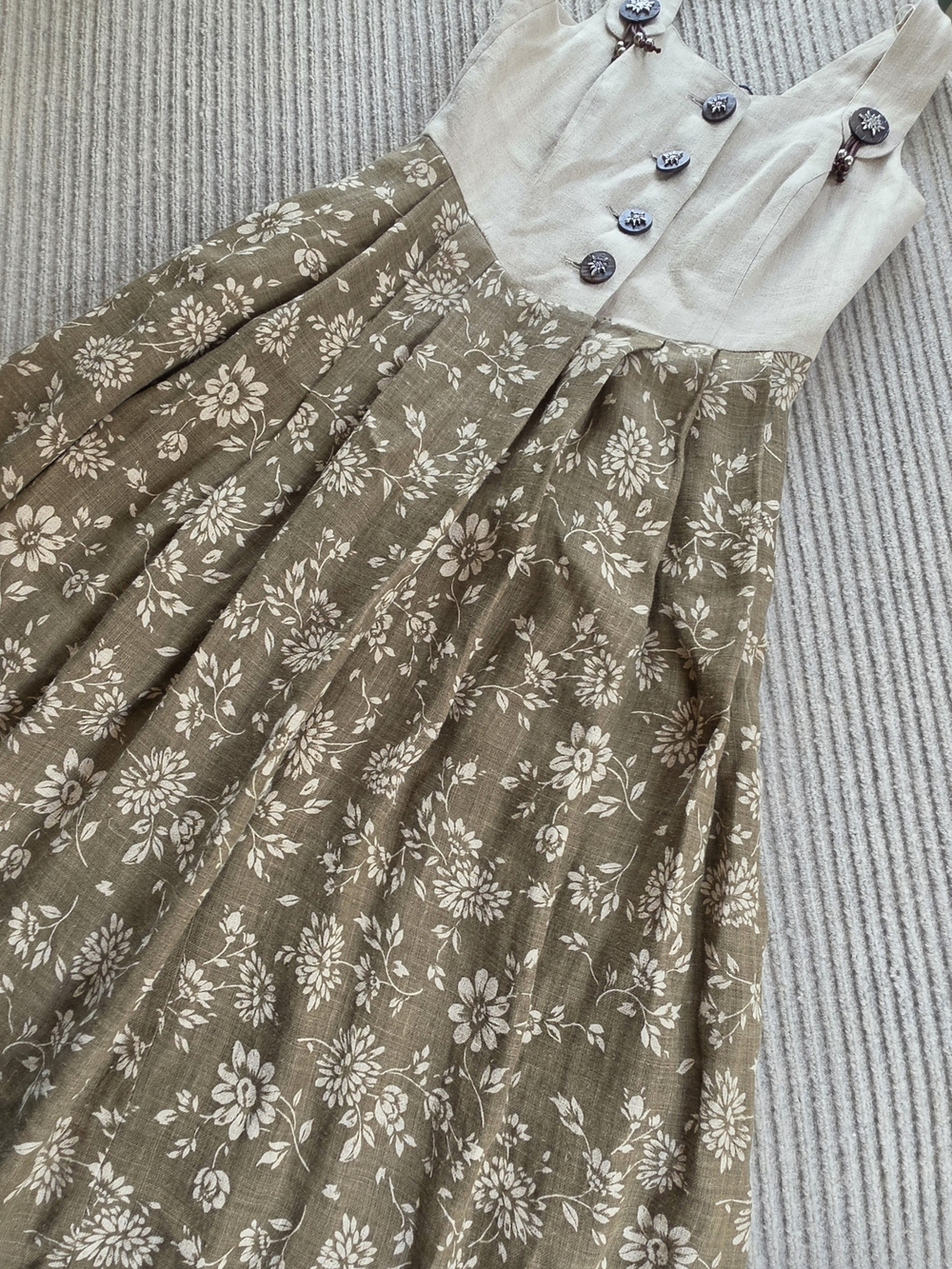 TOFANA Burlap Maxi Dress Sleeveless Austria Cottage Core 34" Chest Octoberfest